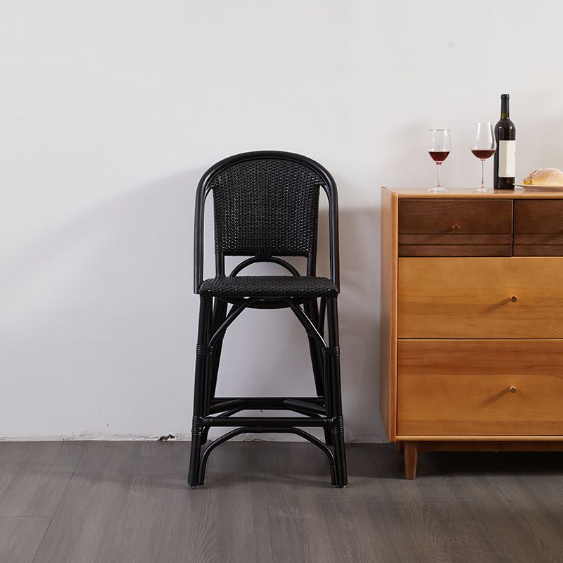 Black Wicker Counter Stools Contemporary Indoor Stools with Wood Frame Clearhalo 'Bar Furniture' 'Bar Stools' 'bar_stools' 'furn' 'furn_bar_stools' 'Furniture' 'Kitchen & Dining Furniture' 1200x1200_e00da860-8384-4956-a6c1-69a05c08a3cc