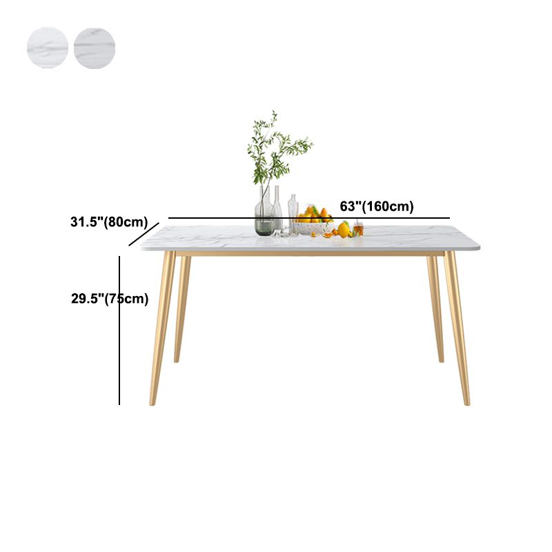 Rectangle Golden Base Dining Table Glam Stone 4 Legs Dining Table Clearhalo 'Dining Tables & Seating' 'Dining Tables' 'dining_table' 'furn' 'furn_dining_table' 'Furniture' 'Kitchen & Dining Furniture' 1200x1200_e00e42bd-bbeb-481d-aa52-a7ab3a162f3c