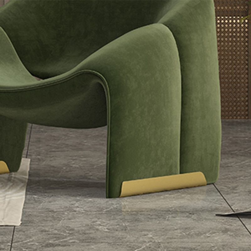 Scandinavian Arm Chair Solid Color Sloped Arms Sled Fixed Back Accent Armchair