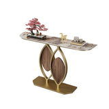 Mesa de consolor de piedra estilo glam con base de pedestal para la mesa del salón