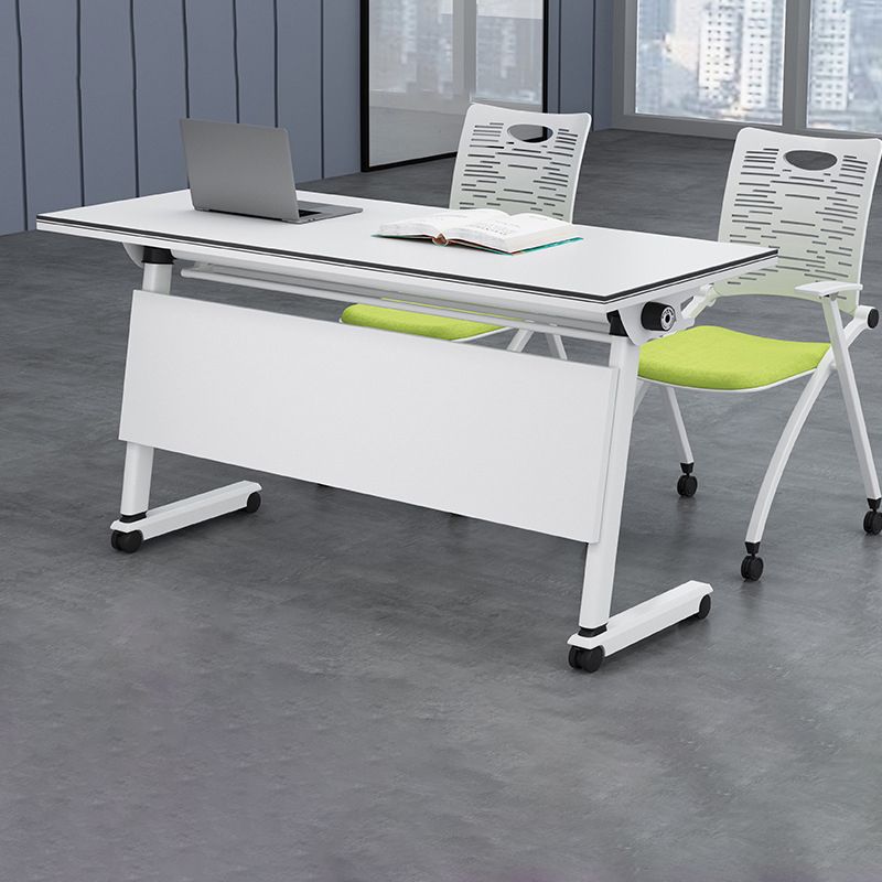 Bureau de bureau en bois contemporain Bureau rectangulaire avec roues lance-roues