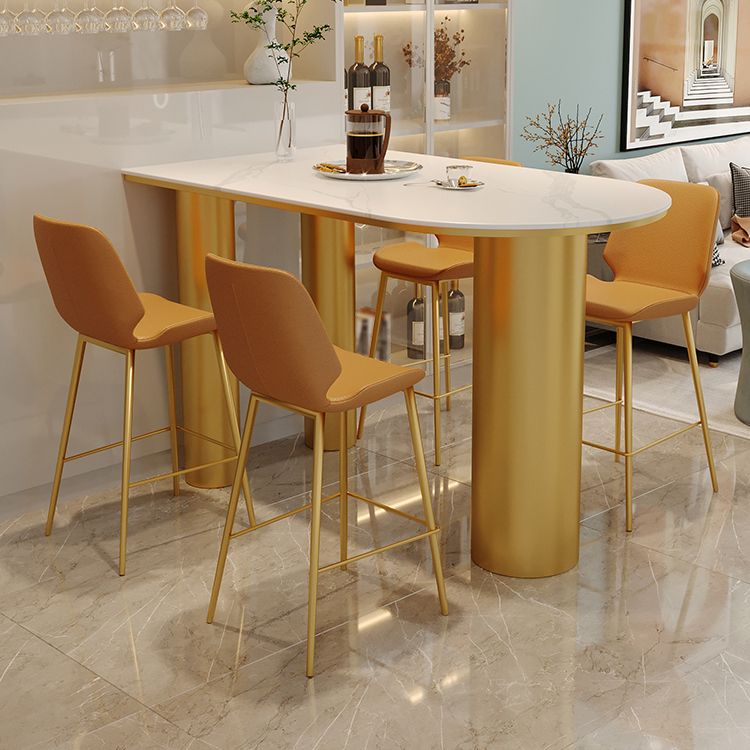 Glam Iron Bar Dining Table with White Stone Top Indoor Bistro Table Clearhalo 'Bar Furniture' 'Bar Tables' 'bar_tables' 'furn' 'furn_bar_tables' 'Furniture' 'furniture_bar_tables' 'Kitchen & Dining Furniture' 1200x1200_e01433e3-318f-488a-8feb-310fdbc4d4d5