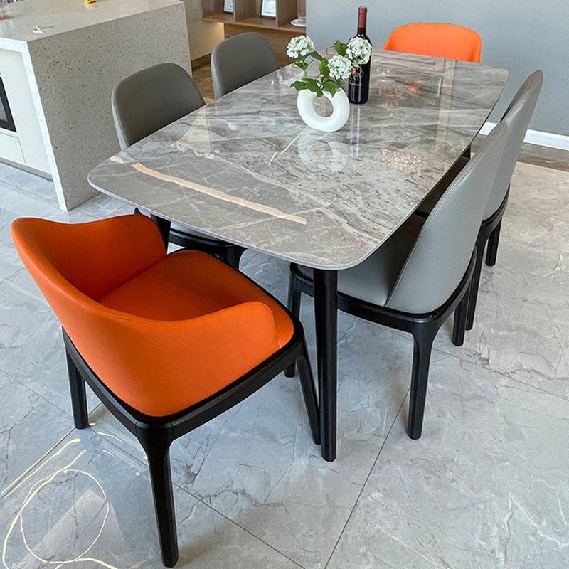 Stone Top Dining Table Modern Rectangle Table with 4 Wood Legs in Black Clearhalo 'Dining Tables & Seating' 'Dining Tables' 'dining_table' 'furn' 'furn_dining_table' 'Furniture' 'furniture_dining_table' 'Kitchen & Dining Furniture' 'kitchen' 'kitchen_dining_table' 1200x1200_e0149992-bc63-4f3f-8454-e4b04d73c997