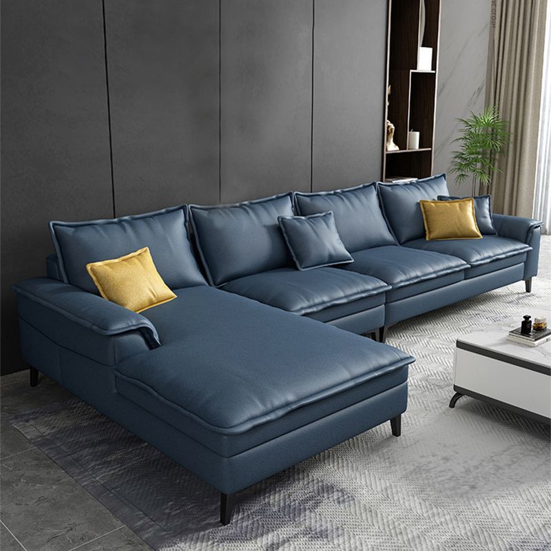 Scandinavian 4-seat Pillow Top Arm Sectional 37.4" High Sectional with 4 Pillows Clearhalo 'furn' 'furn_sectionals' 'Furniture' 'Living Room Furniture' 'Sectionals' 1200x1200_e0149e60-c873-4dc2-94cd-5d25527b728b