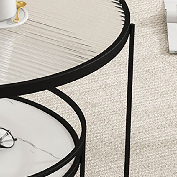 3 Legs Round Cocktail Table Glass Top Coffee Table with Shelf Clearhalo 'Coffee & Accent Tables' 'Coffee Tables' 'coffee_tables' 'furn' 'furn_coffee_tables' 'Furniture' 'Living Room Furniture' 1200x1200_e0158c1d-6ad5-479e-aa39-dc67a83a354b