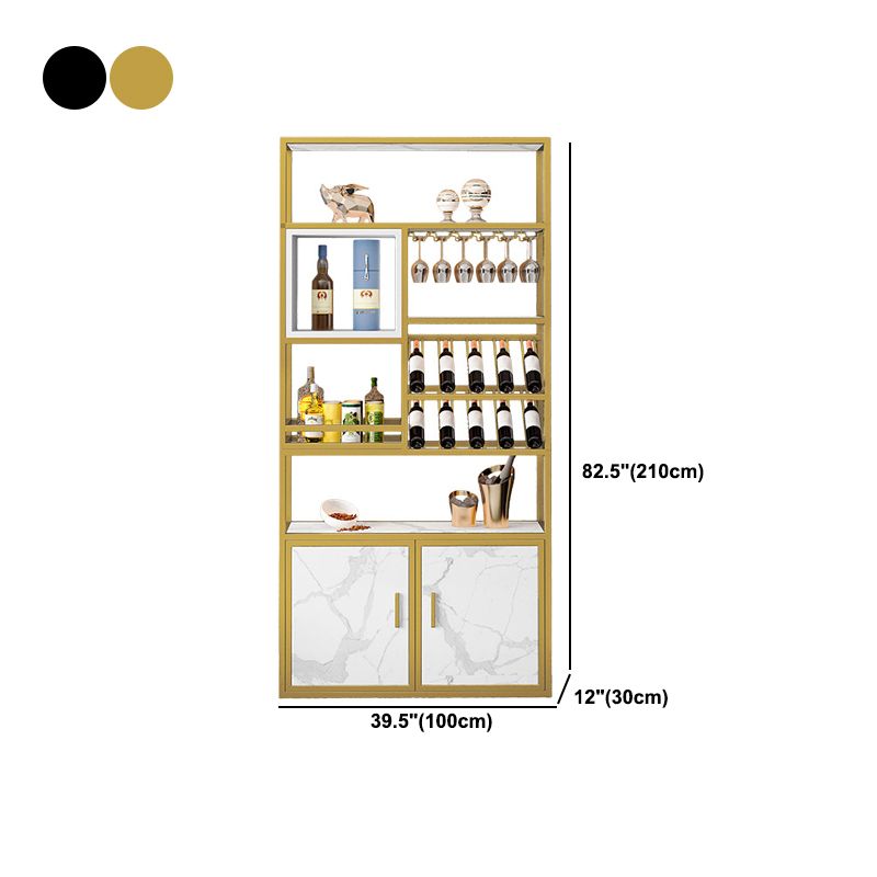 Botella de vino de metal y rejilla de vidrio Rack de vino moderno con estante