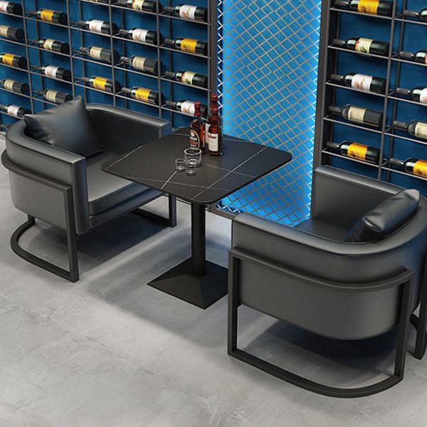 Industrial Dining Table Black Sintered Stone Table with Black Metal Base for Dining Room Clearhalo ' dining_table' 'Dining Tables & Seating' 'Dining Tables' 'furn' 'furn_dining_table' 'Furniture' 'furniture_dining_table' 'Kitchen & Dining Furniture' 'kitchen&dining_furn' 'kitchen' 'kitchen_dining_table' 1200x1200_e019d2ea-c912-4aba-b467-3a02a4a613ea