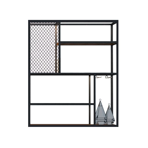 Porta di vino a parete in metallo e legno in legno in nero