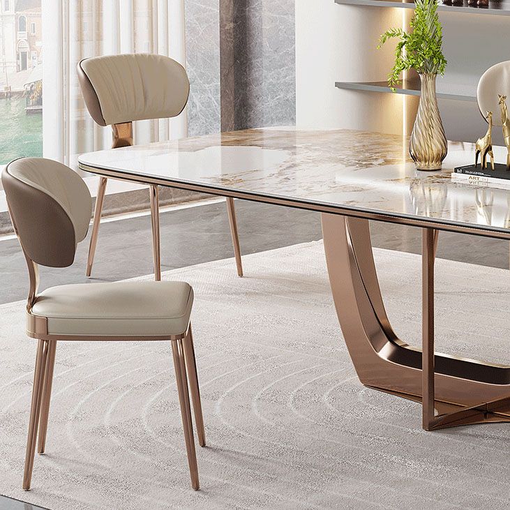 Glam Metal Dining Chairs Open Back Dining Side Furniture in Matte Finish Clearhalo 'Dining Chairs' 'Dining Tables & Seating' 'dining_chair' 'furn' 'furn_dining_chair' 'Furniture' 'Kitchen & Dining Furniture' 1200x1200_e01e3c46-2c58-4281-8324-8d7efc5625e3