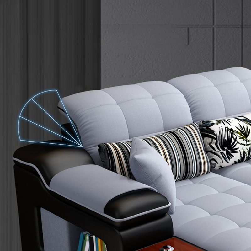 Contemporary Faux Leather and Linen Furniture Sectionals in Grey Clearhalo 'furn' 'furn_sectionals' 'Furniture' 'Living Room Furniture' 'Sectionals' 1200x1200_e0204965-b46c-4db5-9098-3eeb051cba03