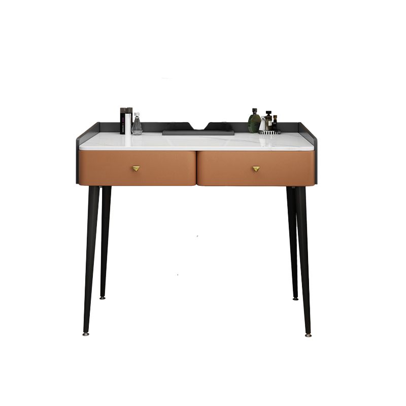 Vanity Stone/Wood Makeup Dressing Table Stool Set Black/ White Top - 31.1" H