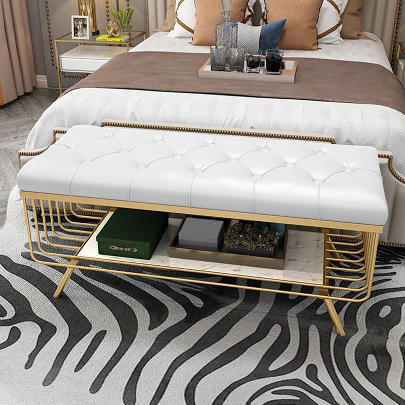 Glam 14" W Seating Bench Cushioned Solid Color Entryway and Bedroom Bench Clearhalo 'Benches' 'Chairs & Seating' 'furn' 'furn_benches' 'Furniture' 'Living Room Furniture' 1200x1200_e02270f1-af6d-4772-bd55-063fa03f5ae8