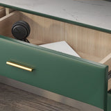 Genuine Leather Vanity Set 5 Storage Drawers Dressing Table with Padded Stool Clearhalo 'Bedroom Furniture' 'furn' 'furn_makeup_vanities' 'Furniture' 'Makeup Vanities' 'makeup_vanities' 1200x1200_e0232a2d-16c2-4c3d-b9da-f76673ea36d6