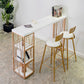 Glam Iron Bar Dining Table White Wood Rectangle Indoor Bistro Table with Shelf Clearhalo 'Bar Furniture' 'Bar Tables' 'bar_tables' 'furn' 'furn_bar_tables' 'Furniture' 'furniture_bar_tables' 'Kitchen & Dining Furniture' 1200x1200_e024563c-0a14-401a-900d-d7b23e2ca7c3