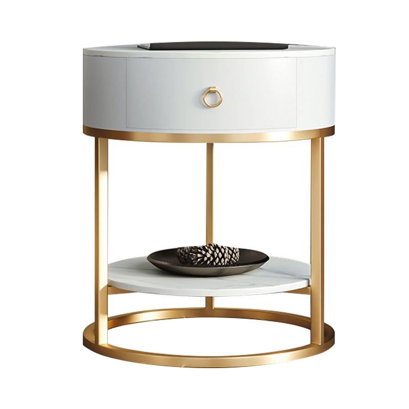 1-Drawer Shelf Included Stone Side Table - 19.69" W x 19.69" D x 22.83" H