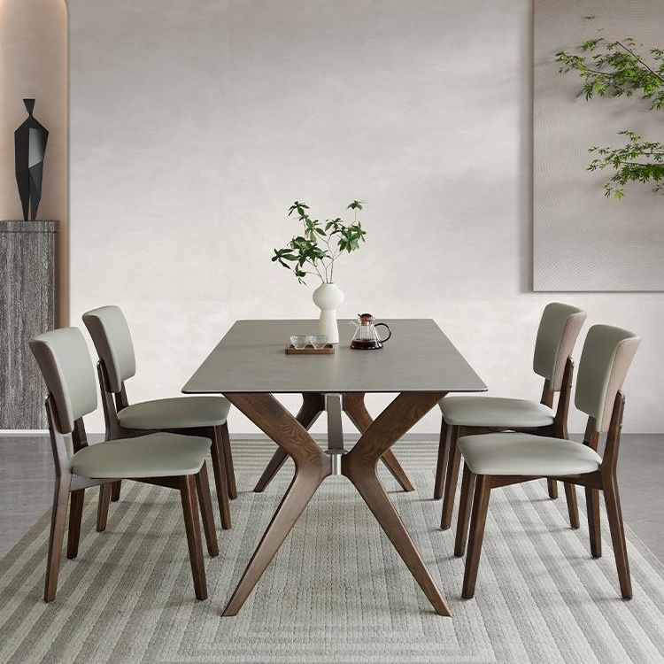 Minimalist 1/4/5/7 Pieces Furniture Stone Rectangle Dining Chairs Set in Gray Clearhalo 'Dining Room Sets' 'Dining Tables & Seating' 'dining_room_set' 'furn' 'furn_dining_room_set' 'Furniture' 'Kitchen & Dining Furniture' 1200x1200_e02584ec-058e-4de1-ac63-cd606e8bd024
