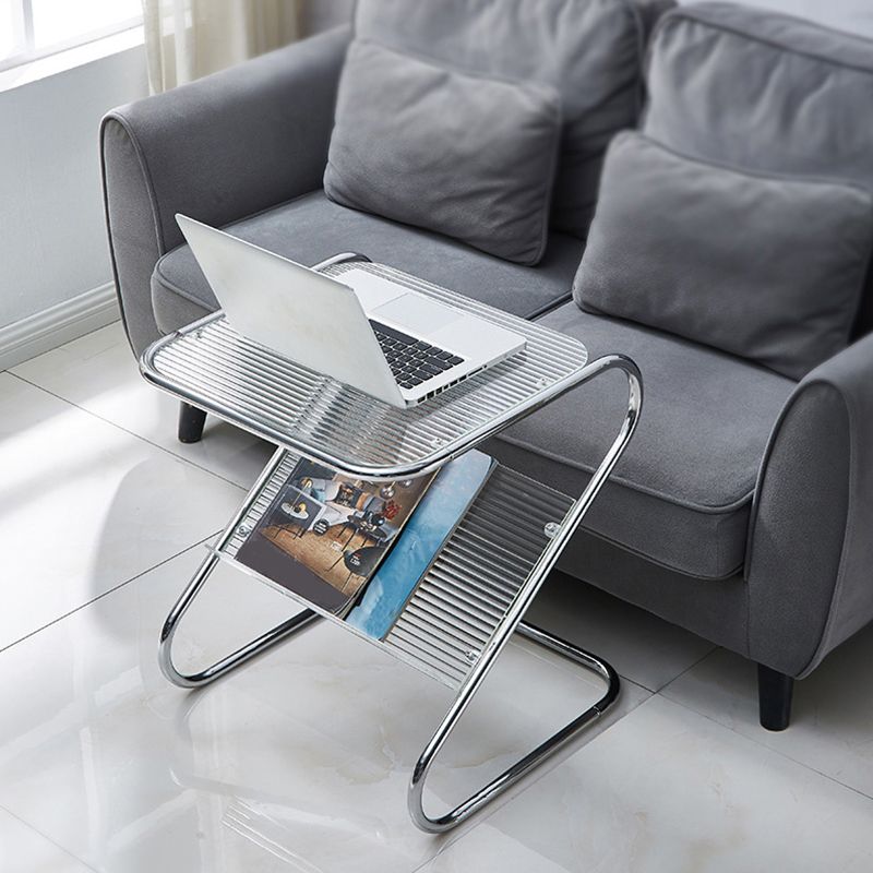 Mesa auxiliar con mesa rectangular de vidrio de almacenamiento rectangular modernista