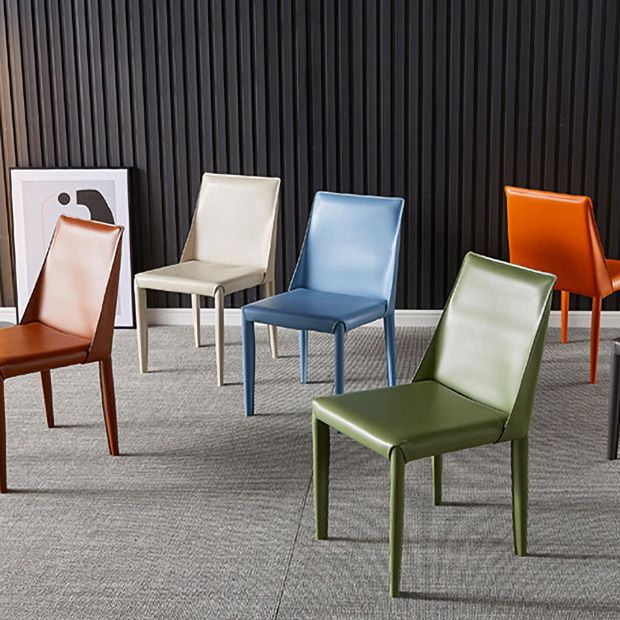 Designer Style Restaurant Saddle Leather Side Chair Matte Finish Parsons Dining Chair Clearhalo ' kitchen&dining_furn' 'Dining Chairs' 'Dining Tables & Seating' 'dining_chair' 'furn' 'furn_dining_chair' 'Furniture' 'furniture_dining_chair' 'Kitchen & Dining Furniture' 'kitchen' 1200x1200_e0284ce2-9f5e-48e3-b2bd-3ee1c0d7b5bf