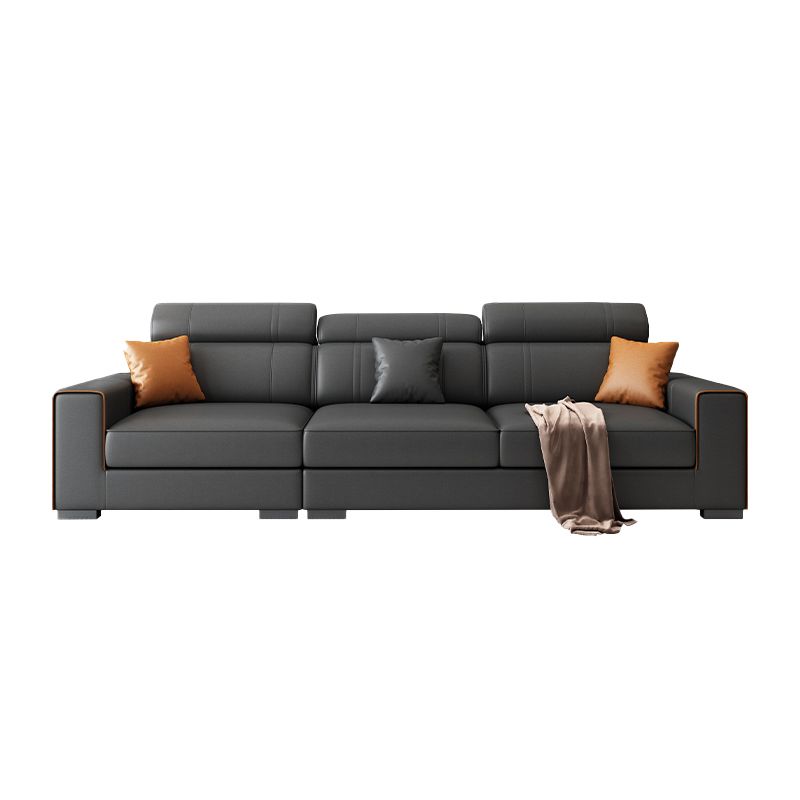 Scandinavian Dark Gray Stationary Square Arm Slipcovered Sofa