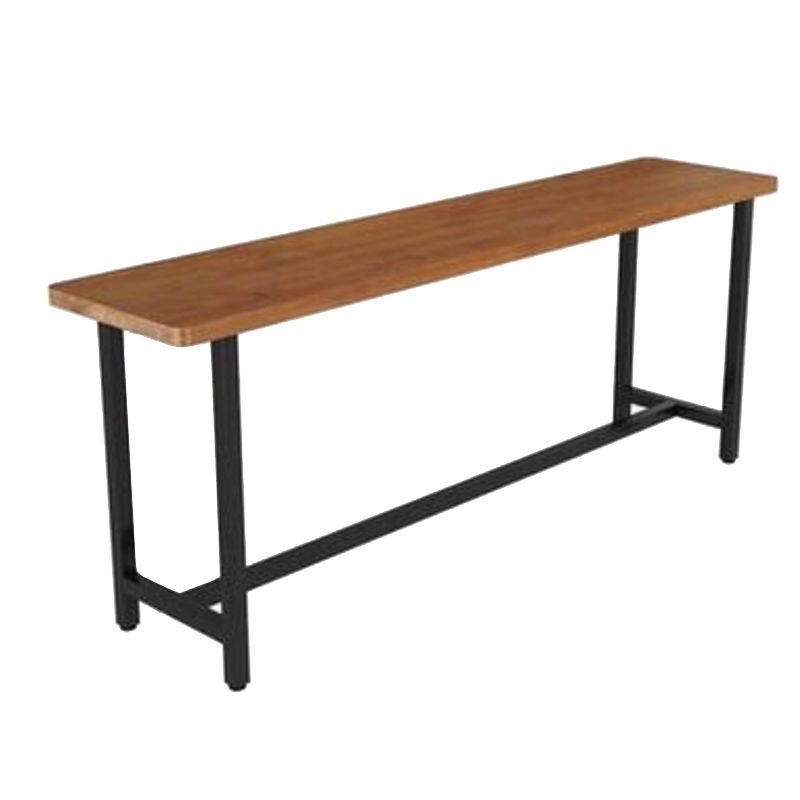 Industrial Wood Bistro Bar Table Rectangle Metal Base Bar Table with Footrest Clearhalo 'Bar Furniture' 'Bar Tables' 'bar_tables' 'furn' 'furn_bar_tables' 'Furniture' 'Kitchen & Dining Furniture' 1200x1200_e02bbb47-5b00-4e31-8f65-d609c4c40bec