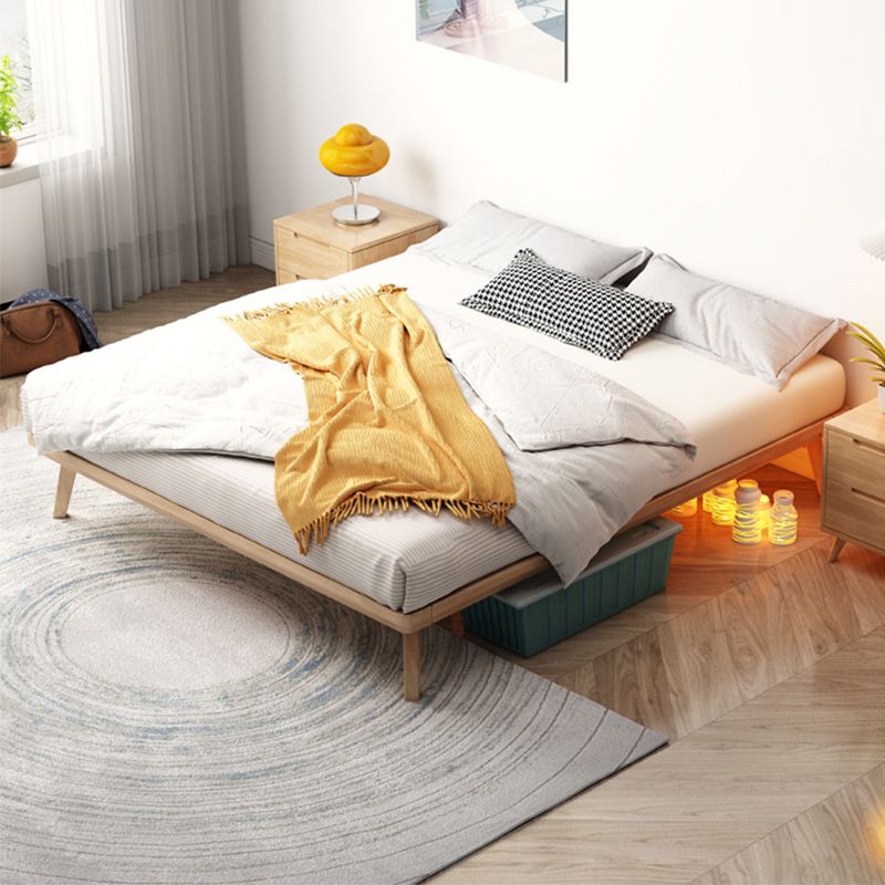 84.65 inch Wide Contemporary Bed Rubberwood Platform Bed Frame