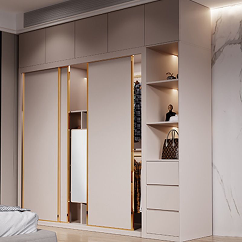 Bedroom Wooden Wardrobe Armoire Coastal Style Sliding Doors Storage Cabinet