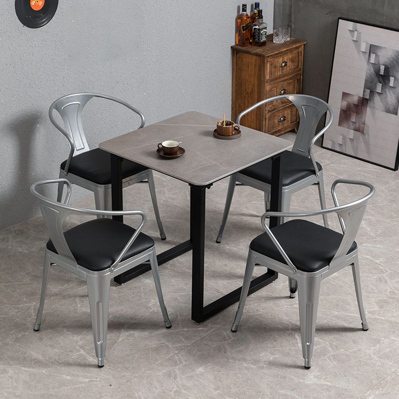 Industrial Style Grey Sintered Stone Dining Table Metallic Base Rectangle and Square Table for Home Clearhalo ' dining_table' 'Dining Tables & Seating' 'Dining Tables' 'furn' 'furn_dining_table' 'Furniture' 'furniture_dining_table' 'Kitchen & Dining Furniture' 'kitchen&dining_furn' 'kitchen' 'kitchen_dining_table' 1200x1200_e02dc149-fd9d-4371-af78-5349201b8073