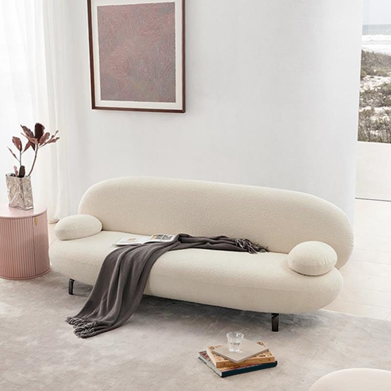Pillow Top Arm Sofa Modern Wool 29.9-Inch High Sofa in White