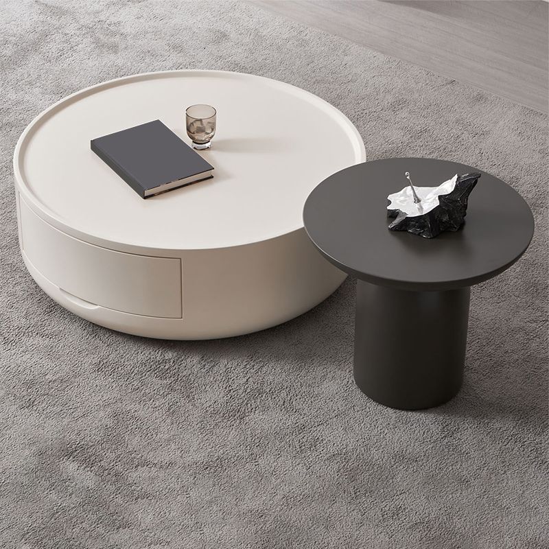 Wood Coffee Cocktail Table Drum Coffee or End Table with Storage Clearhalo 'Coffee & Accent Tables' 'Coffee Tables' 'coffee_tables' 'furn' 'furn_coffee_tables' 'Furniture' 'Living Room Furniture' 1200x1200_e02ef095-a702-4413-8a4b-b45db2e70cdf