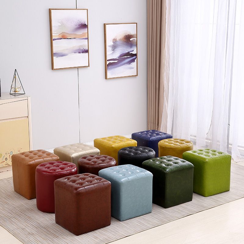 Modern Dark Brown Cube Solid Color Square Leather for Living Room Clearhalo 'furn' 'furn_ottomans_poufs' 'Furniture' 'Living Room Furniture' 'Ottomans & Poufs' 'ottomans_poufs' 1200x1200_e0307c02-76f8-4b2a-8237-6f9abd681361