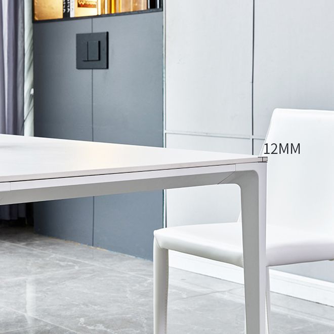 Contemporary Rectangle Dining Table Sintered Stone Table with 4 White Legs,55.1"L x 31.5"W x 30"H Clearhalo ' dining_table' 'Dining Tables & Seating' 'Dining Tables' 'Furniture' 'furniture_dining_table' 'Kitchen & Dining Furniture' 'kitchen&dining_furn' 'kitchen' 'kitchen_dining_table' 1200x1200_e031d46e-8861-4f47-afa2-eaf1759eb5e4
