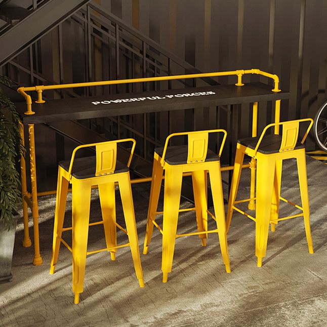 Industrial Wood Pub Table with Rectangle Table Top Yellow Trestle Table - 42" H Clearhalo 'Bar Furniture' 'Bar Tables' 'bar_tables' 'furn' 'furn_bar_tables' 'Furniture' 'furniture_bar_tables' 'Kitchen & Dining Furniture' 1200x1200_e0321095-417c-4edb-997c-e2a3c1f5d87e
