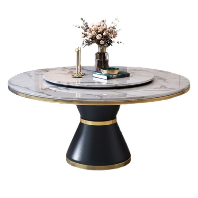 Modern Style Home Marble Dining Table Single Pedestal Base Round Table with Turntable Clearhalo ' dining_table' 'Dining Tables & Seating' 'Dining Tables' 'furn' 'furn_dining_table' 'Furniture' 'furniture_dining_table' 'Kitchen & Dining Furniture' 'kitchen&dining_furn' 'kitchen' 'kitchen_dining_table' 1200x1200_e033202c-f1af-42ec-8797-b4124da20957