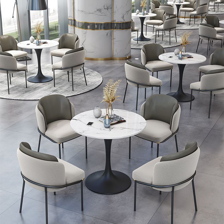 Contemporary Stone Dining Set 1/4/5 Pieces Round Dining Table Set with Padded Chairs Clearhalo 'Dining Room Sets' 'Dining Tables & Seating' 'dining_room_set' 'furn' 'furn_dining_room_set' 'Furniture' 'Kitchen & Dining Furniture' 1200x1200_e033ab1c-9c94-402f-9531-aacd64834a18
