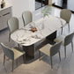 Modern Rectangular Stone Top Dining Table with Metal Legs for Living Room