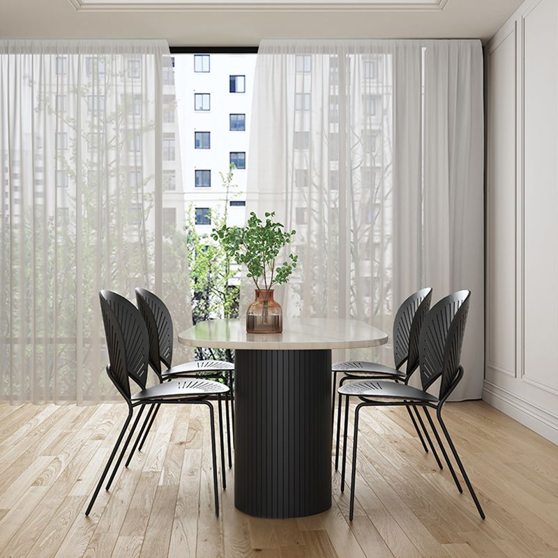 Black Tone Dining Table Simplicity Style Double Pedestal Table for Dining Room Clearhalo ' dining_table' 'Dining Tables & Seating' 'Dining Tables' 'furn' 'furn_dining_table' 'Furniture' 'furniture_dining_table' 'Kitchen & Dining Furniture' 'kitchen&dining_furn' 'kitchen' 'kitchen_dining_table' 1200x1200_e035ea9b-7e5c-4472-9e95-7732ec7a1541