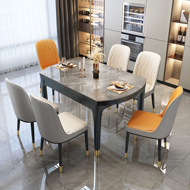 Modern Foldable Stone Dining Table Rubber Wood Legs for Dining Room Clearhalo 'Dining Tables & Seating' 'Dining Tables' 'dining_table' 'furn' 'furn_dining_table' 'Furniture' 'Kitchen & Dining Furniture' 1200x1200_e03689e1-7bb4-499b-925b-e997dccf523f