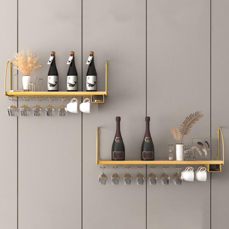 Wall Mounted Solid Wood Wine Bottle & Glass Rack Industrial Bottle Rack
