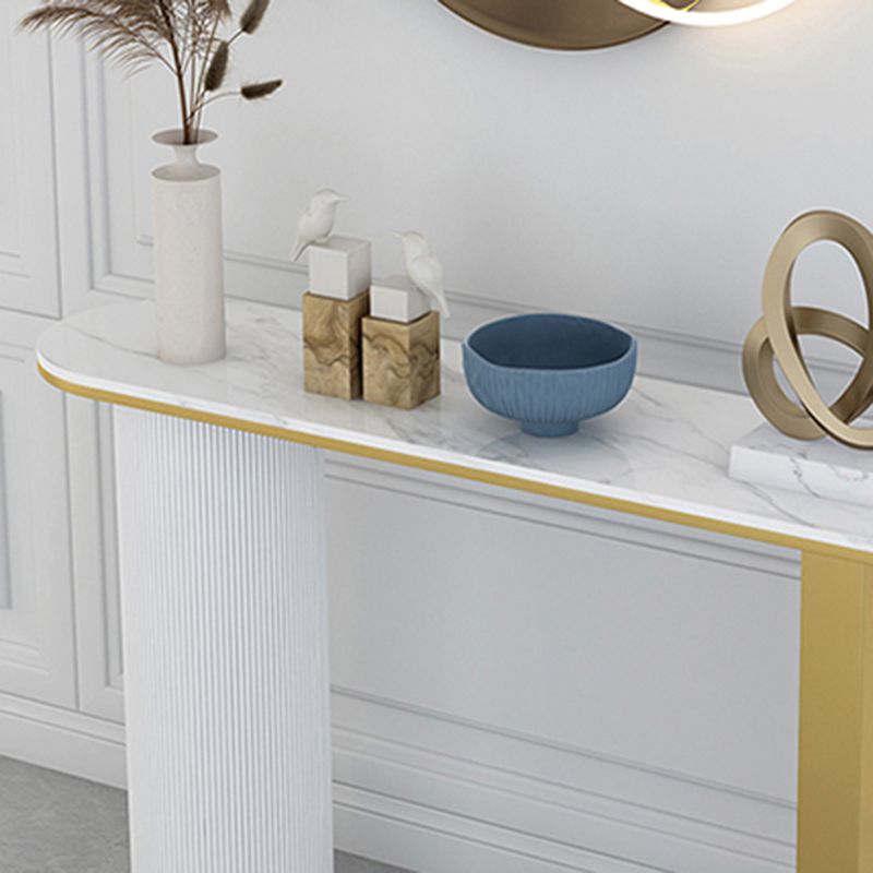 Glam Half Moon Console Table Marble Stain Resistant Scratch Resistant Console Clearhalo 'Console Tables' 'console_tables' 'Entry & Mudroom Furniture' 'furn' 'furn_console_tables' 'Furniture' 1200x1200_e0383b2e-35ef-49b7-8d35-f7bd4ac001b8