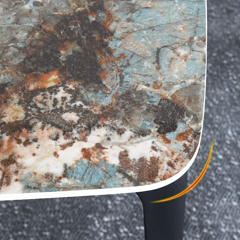 Sintered Stone Top Blue Table Modern Dining Table with Wooden Base and 4 Legs Clearhalo 'Dining Tables & Seating' 'Dining Tables' 'dining_table' 'furn' 'furn_dining_table' 'Furniture' 'Kitchen & Dining Furniture' 1200x1200_e03a737a-78f7-4286-ad3c-de8815b8b981