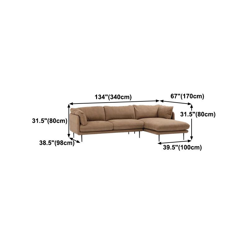 Seccionales de color marrón claro/sofá con almohada y brazo superior de almohada