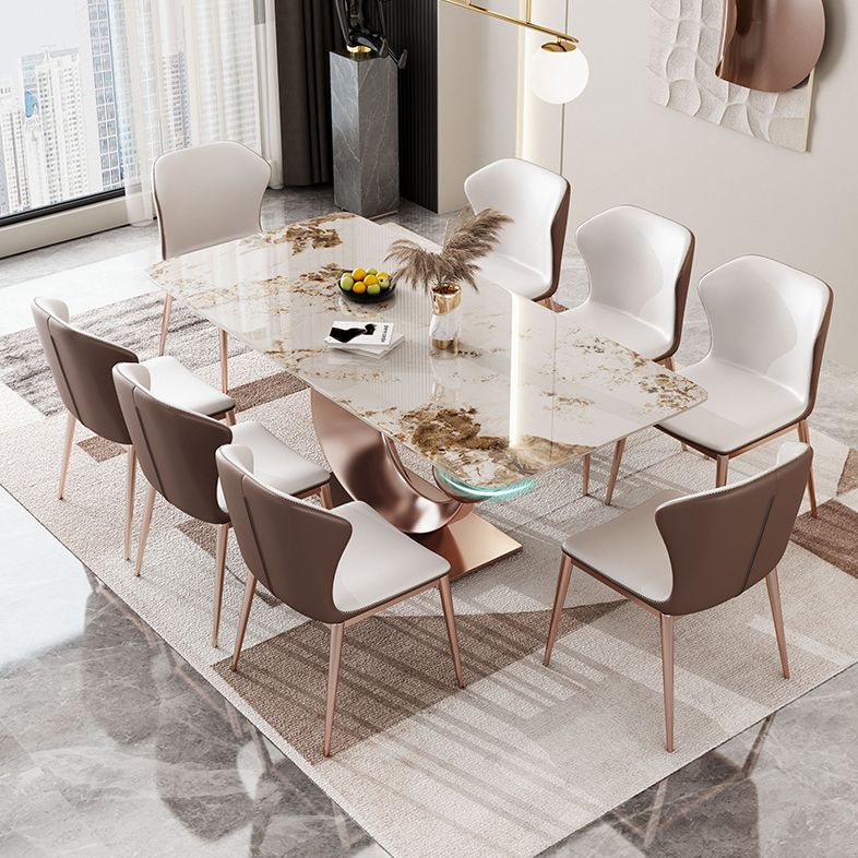 Luxurious Sintered Stone Top Dining Set Rectangle 1/4/5/7/9 Pieces Dining Room Table Set Clearhalo 'Dining Room Sets' 'Dining Tables & Seating' 'dining_room_set' 'furn' 'furn_dining_room_set' 'Furniture' 'Kitchen & Dining Furniture' 1200x1200_e0417b75-a86d-40f8-9eff-364bff662895