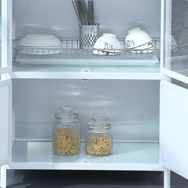 Modern Kitchen Metal Buffet/Console Cabinets Doors Dining Server in White Clearhalo 'buffet_sideboard' 'Buffets & Sideboards' 'furn' 'furn_buffet_sideboard' 'Furniture' 'Kitchen & Dining Furniture' 1200x1200_e043ed01-c3b3-4635-9926-3a0024add4c3