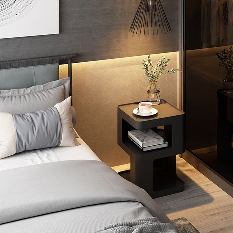 Metal Square End Table Modern 15.7" W Side Table with 2 - Shelf