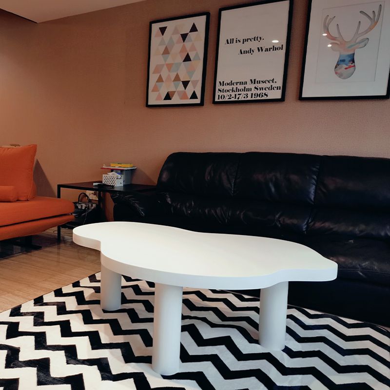 Geometric White Wood Coffee Table 3 Legs Base 1 Single Cocktail Table Clearhalo 'Coffee & Accent Tables' 'Coffee Tables' 'coffee_tables' 'furn' 'furn_coffee_tables' 'Furniture' 'furniture_coffee_tables' 'Living Room Furniture' 1200x1200_e0461109-a077-4518-95c7-fef691c07ca5