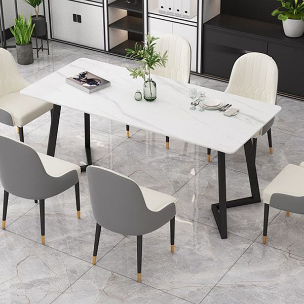 Modernes rechteckiges Esstisch-Set, 1/4/7-teilig, Dinette-Set mit Sintersteinplatte