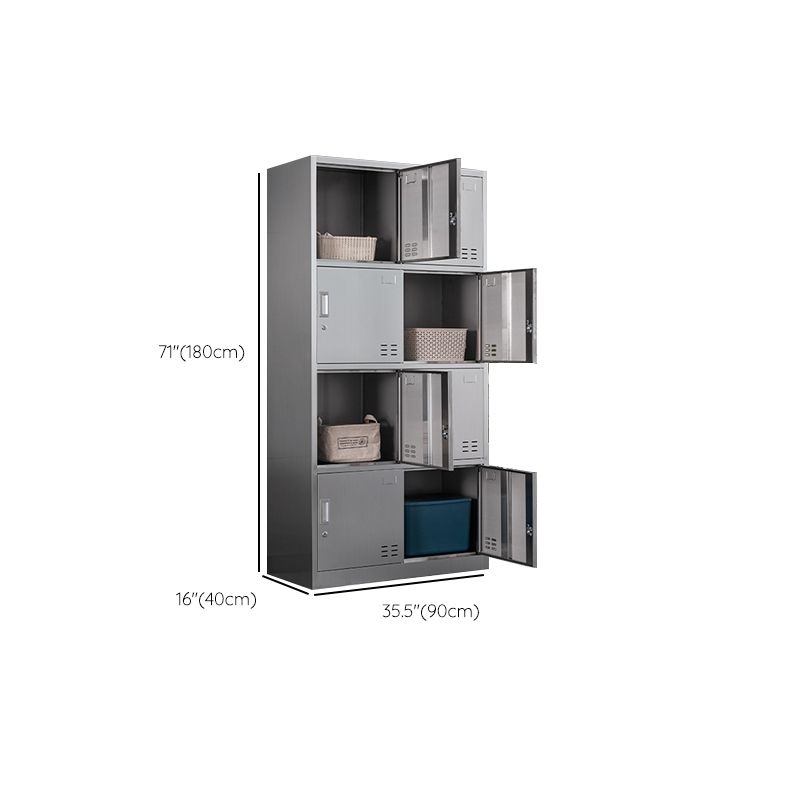 Armoire intérieure en acier contemporain armoire de rangement en argent avec portes à charnière