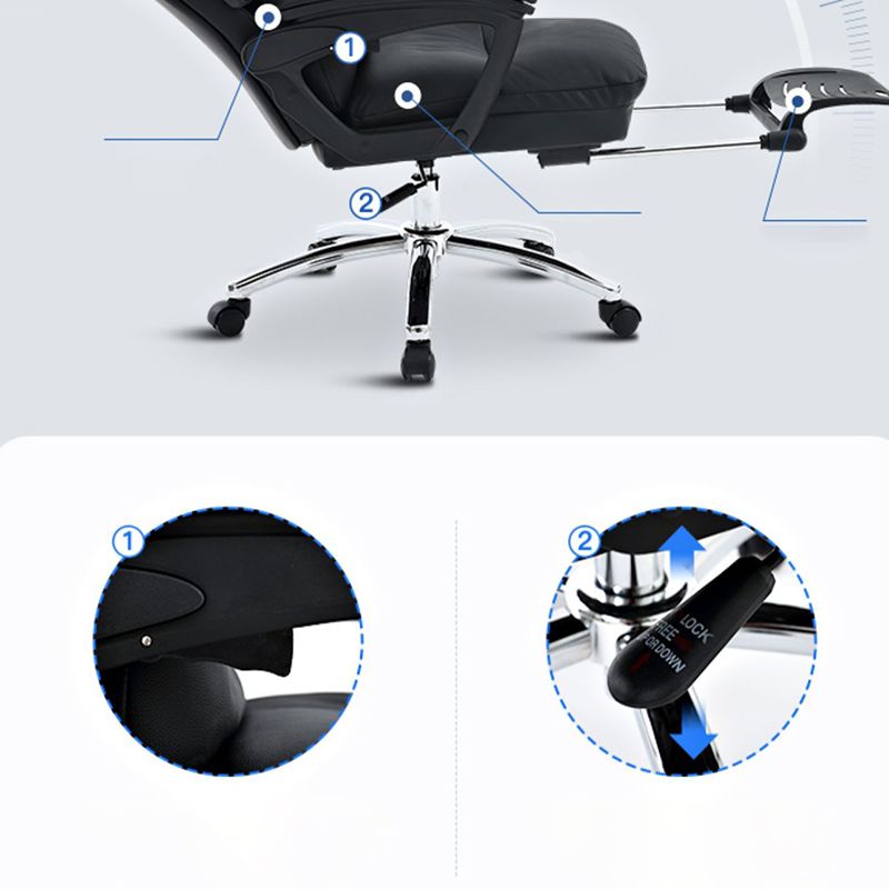 Chaise de bureau à armes rembourrées chaise de bureau ergonomique en cuir moderne avec roues