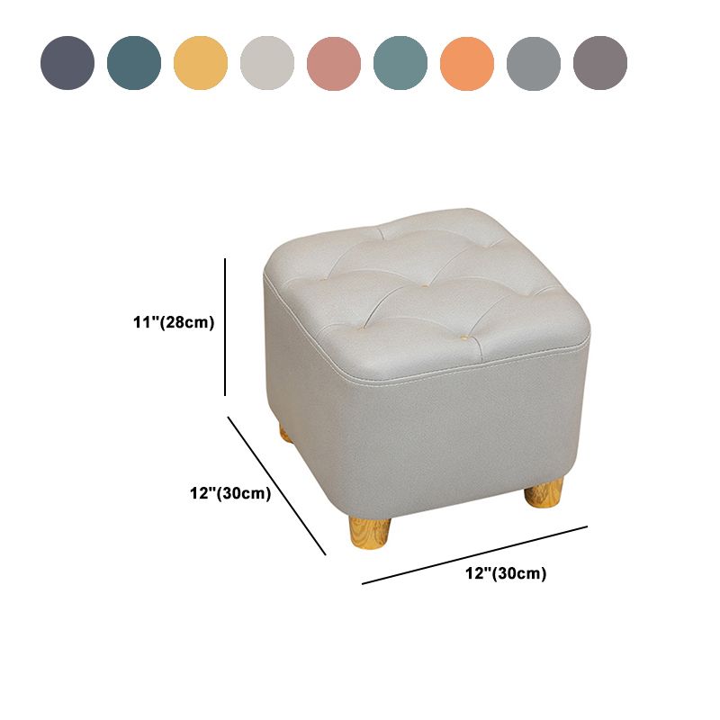 Modern Square Standard Stain Resistant Line Leather Pouf for Living Room