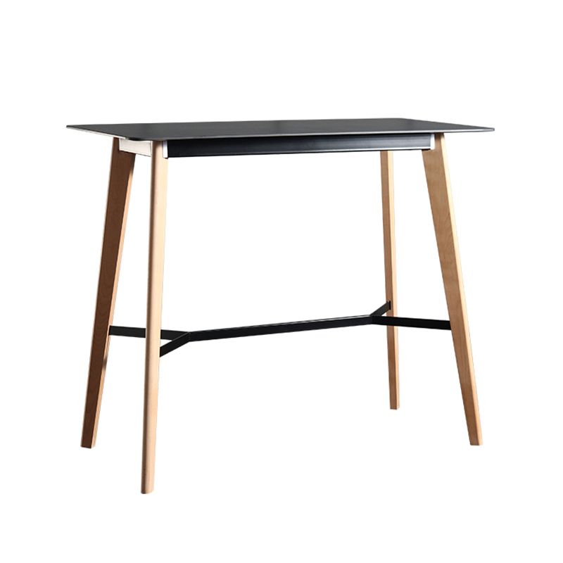 Modern Indoor Rectangle Trestle Bar Dining Table in Stone and Wood Clearhalo 'Bar Furniture' 'Bar Tables' 'bar_tables' 'furn' 'furn_bar_tables' 'Furniture' 'Kitchen & Dining Furniture' 1200x1200_e049548b-c645-481b-b866-260593378b47